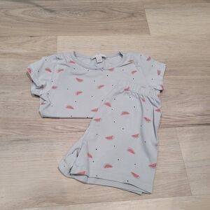 The White Company London Watermelon Print Shirt & Shorts Set Pyjamas 3-4 Y Girls